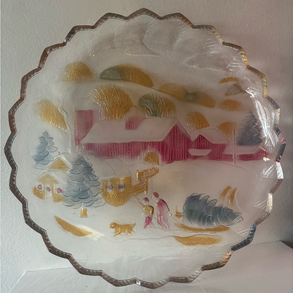 Vintage Winter Scene Glass Plate